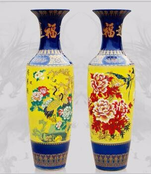 大的陶瓷花瓶多大呢西安开业青花瓷花瓶摆件 迎客松大花瓶