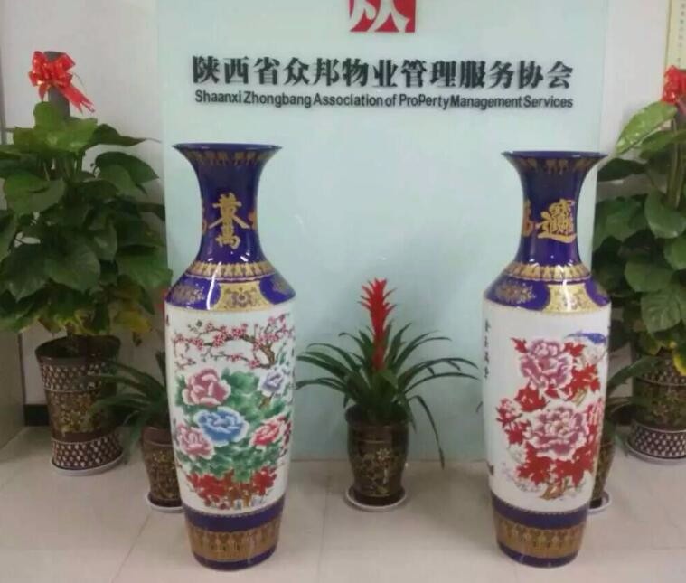 大的陶瓷花瓶多大呢西安开业青花瓷花瓶摆件 迎客松大花瓶