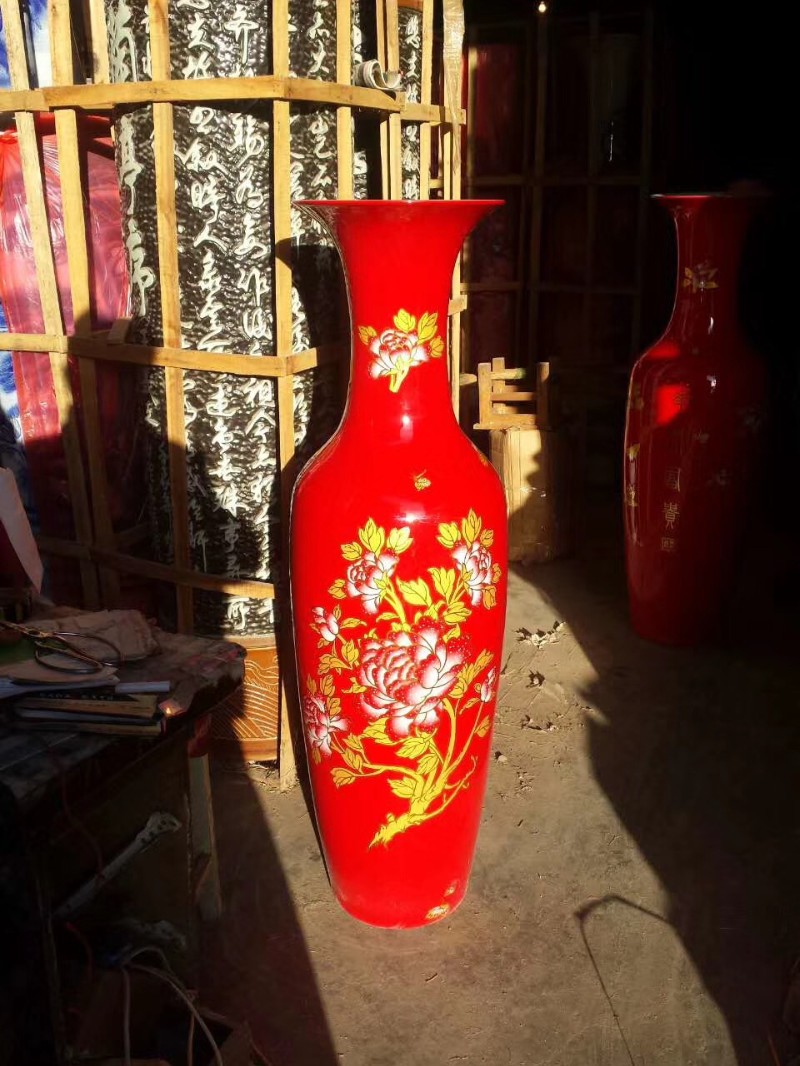 雕刻青花瓷迎客松花瓶 西安陶瓷大花瓶摆件 西安开业花瓶摆件